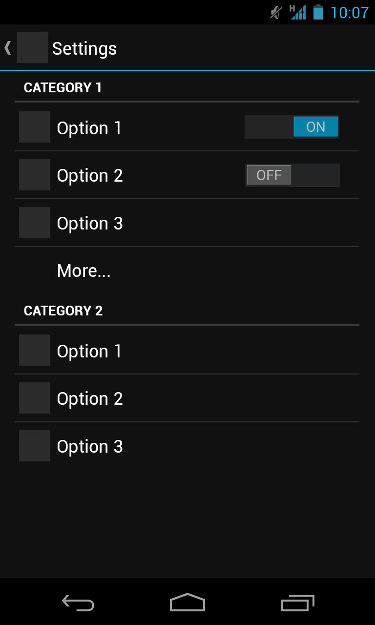 Google Android Jelly Bean Mobile App GUI Kit PSD Mockups Settings
