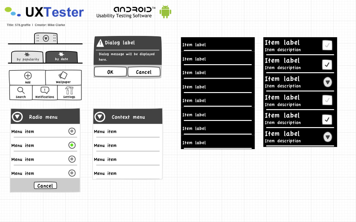 Android UX Tester Mockup Usability Stencil