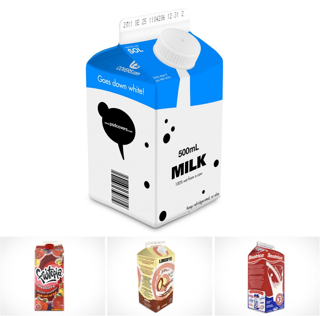 PSD Mockup Milk Juice Soy Silk Cardboard Carton