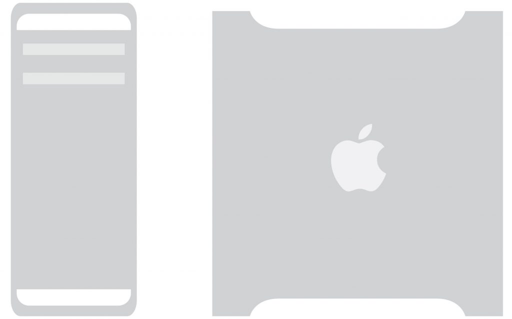 Apple Mac Pro Tower Vector Flat Design PSD Mockup Template
