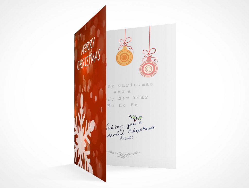 Christmas Snowflake Greeting Holiday Card PSD Mockups