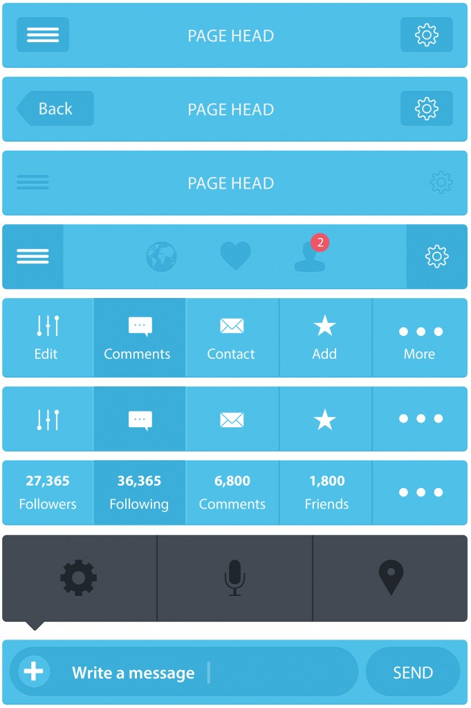 Flatastic Header Footer Icons Components Mobile Mockups