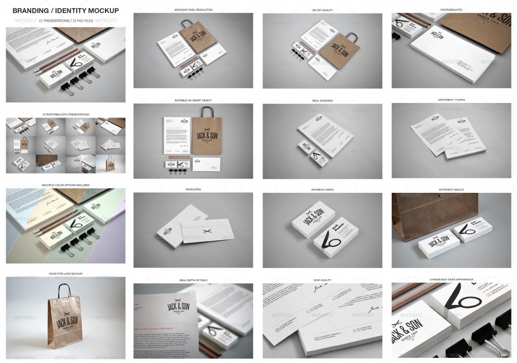 graphicriver corporate branding bag clips pencils letterhead stationery psd mockups