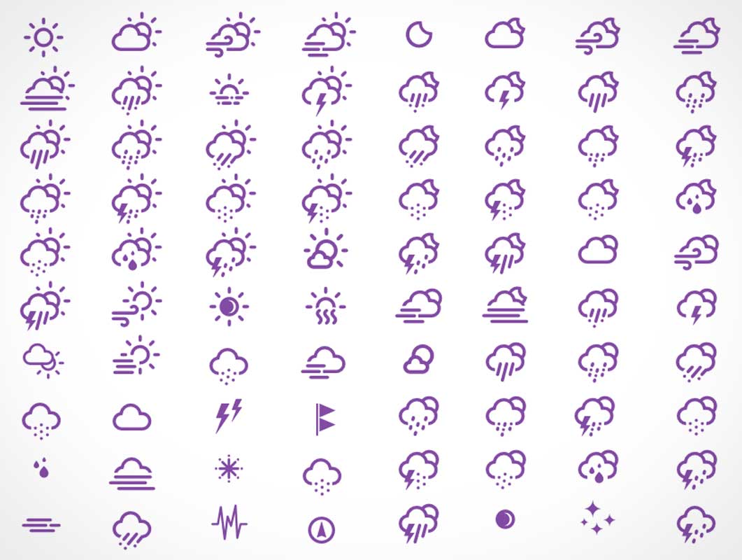 222 Weather Themed Icons and CSS