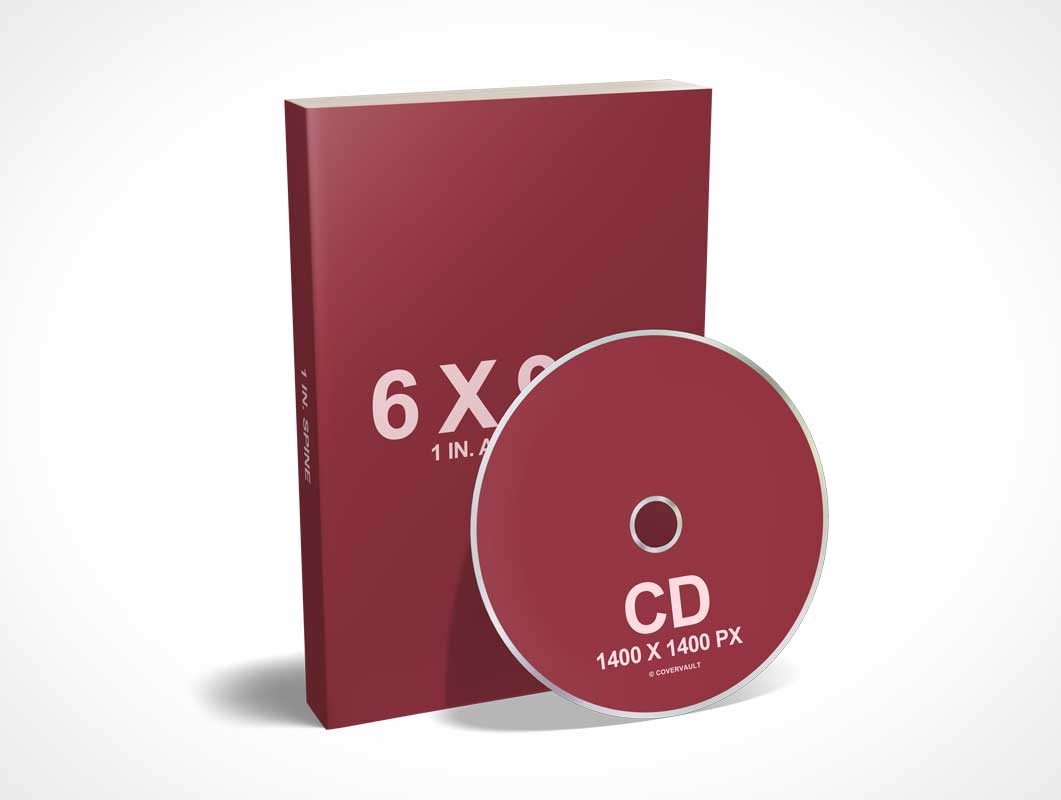 Audiobook CD with 6 x 9 Paperback PSD Mockup