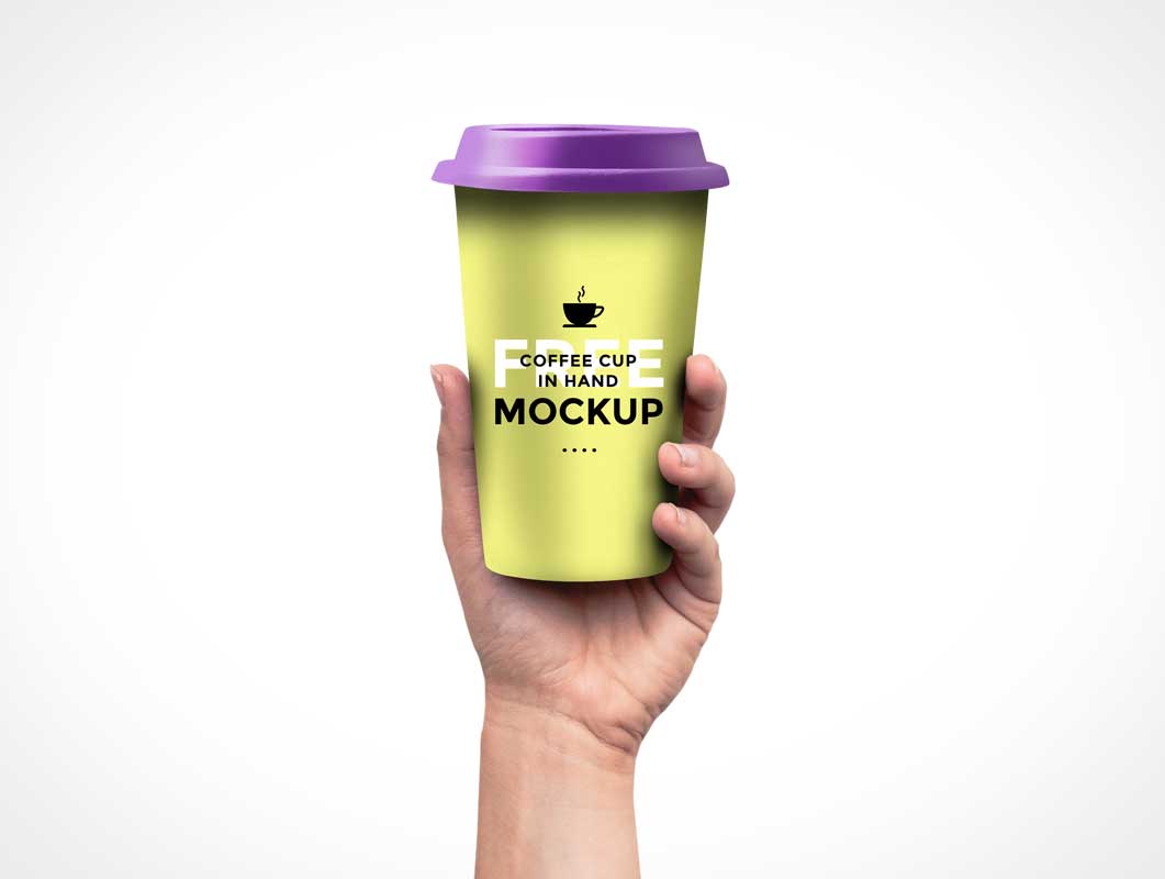 Coffee Cup In Hand PSD Mockup