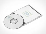 Free Stylish CD Jewel Case & Label Sticker PSD Mockup