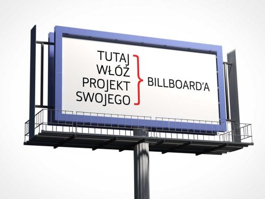 Roadside Billboard with Scafolding PSD Mockup