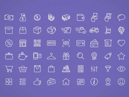 54 Free E-Commerce Icons PSD Format