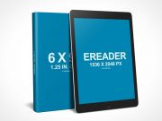 6 X 9 Book with eReader Promo PSD Mockup