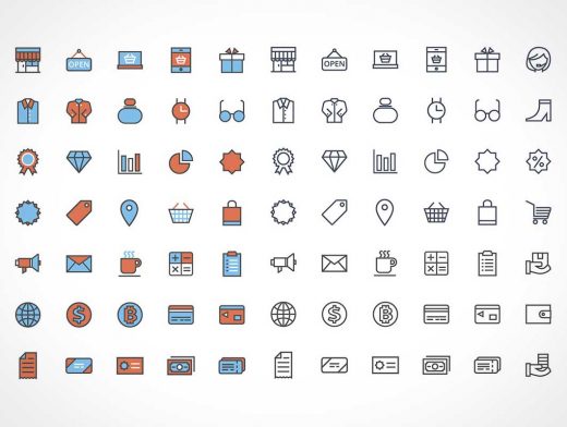 80+ Free Vector Flat Shopping Line Icon Set