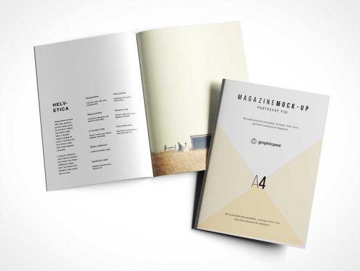 A4 Brochure PSD Mockup Centerfold and Cover
