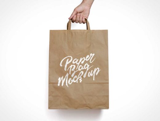 Brown Paper Bag PSD MockUp With Carry Handle