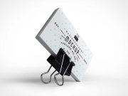 Business Cards PSD Mockup With Binder Clip