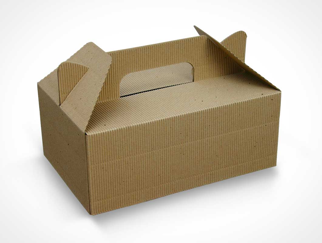 Corrugated Cardboard Fibre Lunchbox PSD Mockup - PSD Mockups