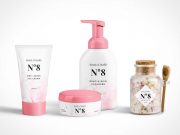 Cosmetics Packaging PSD Mockup Scene With Tube And Bottle