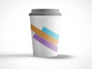 Disposable Paper Coffee Cup PSD Mockup With Plastic Lid