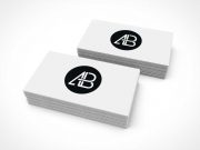 Double Stack Of Business Cards PSD Mockup