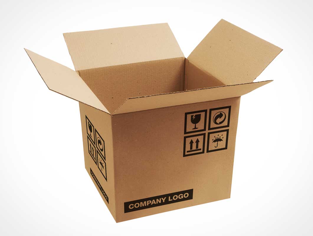 Free Corrugated Carton Box Packaging PSD Mockup