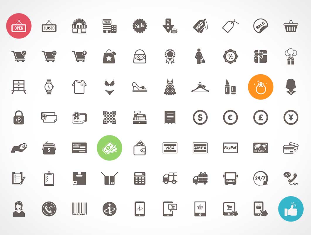 Freebie- 70 Ecommerce and Shopping Icons PSD