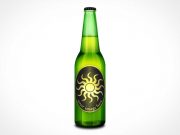 Green Beer Bottle PSD Mockup With Branding Label Design