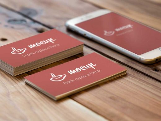 Realistic Business Card PSD Mockup Stacks With iPhone 6
