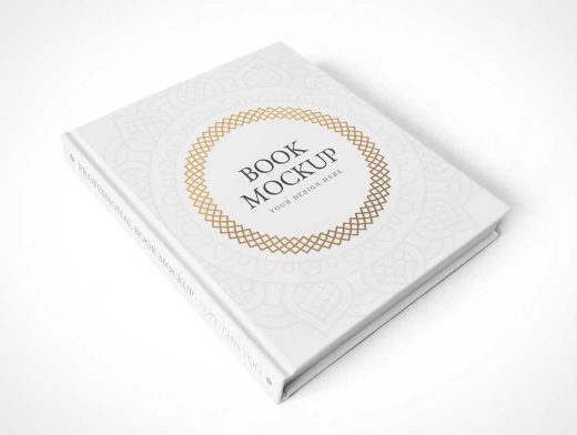 Realistic Rotated Closed Hardcover Book PSD Mockup