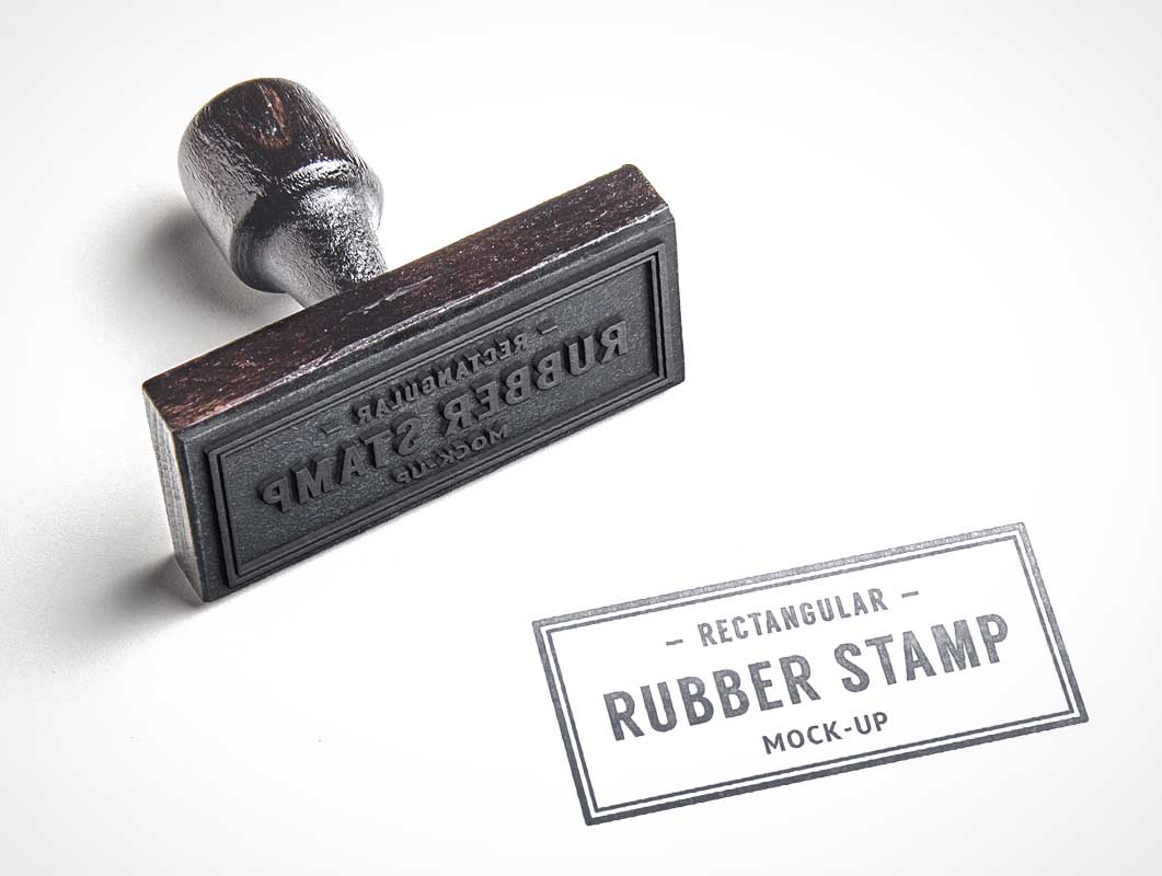 Rubber Stamp PSD Mockup With Wood Handle