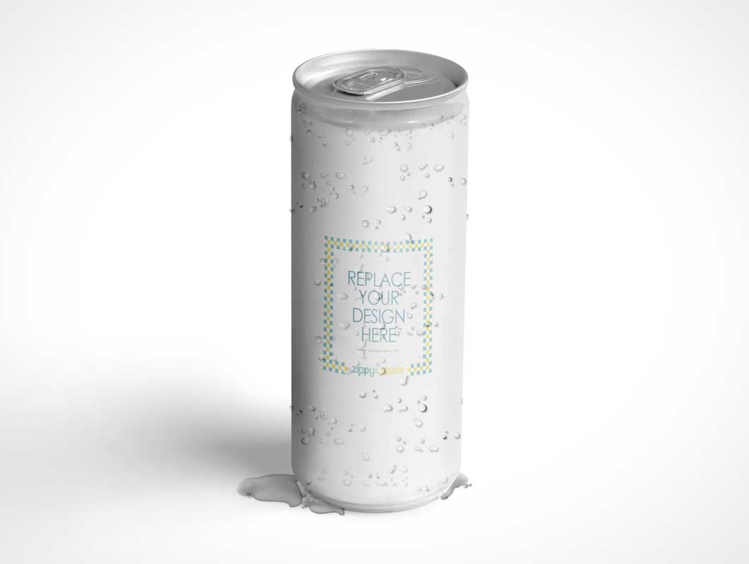 Download Slim Soda Can Psd Mockup With Condensation Drops Psd Mockups