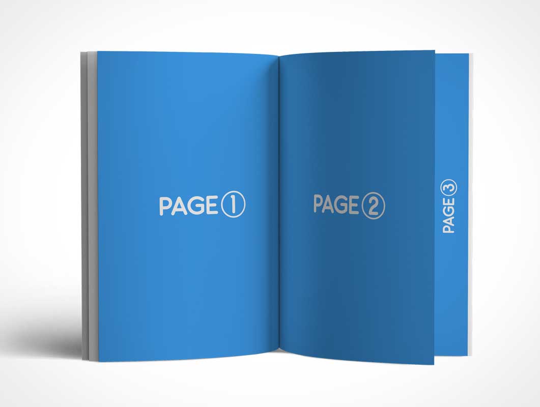 Standing Magazine PSD Mockup Opened to Center Page