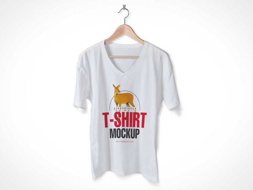 Trendy Free V-Neck T-Shirt PSD Mockup