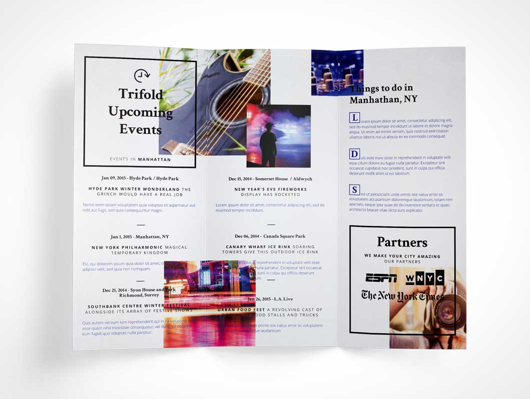 Tri Fold Brochure PSD Mockup Unfolded Vol7