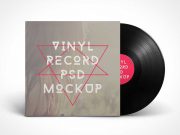 Vinyl Sleve With Record PSD Mockup