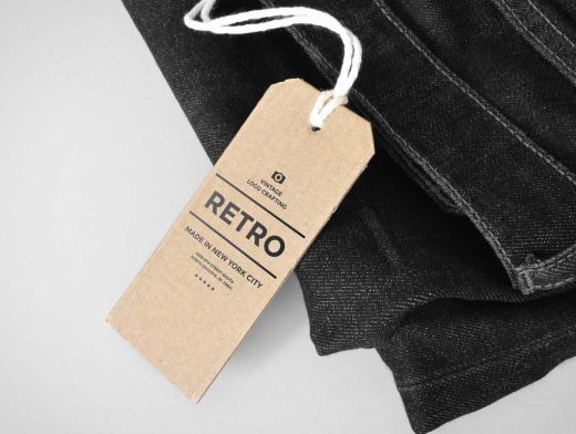 Cardboard Tag PSD Mockup Clothing Label with String