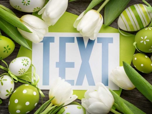 Easter Holiday Card PSD Mockup With White Flowers
