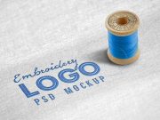 Fabric Embroidered PSD Mockup Logo