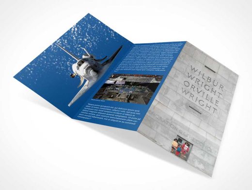 Open Tri-Fold Brochure PSD Mockup