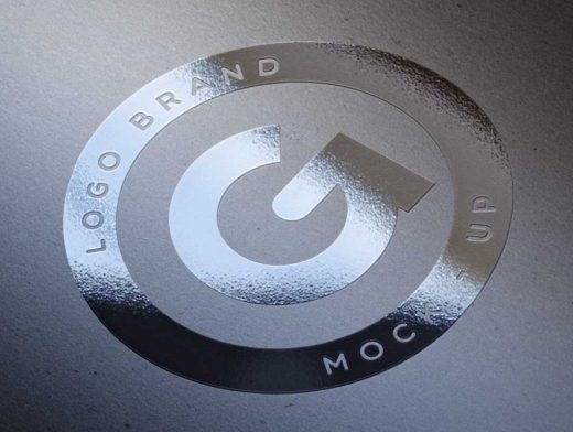 Raised Logo PSD Mockup Glossy Silver Foil Effect