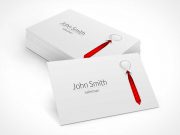 Red Tie Business Card PSD Mockup Stack