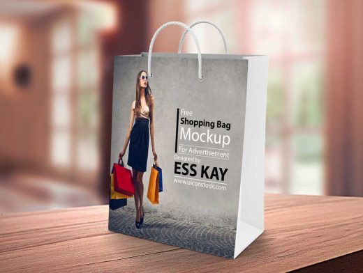 Shopping Bag PSD Mockup With Rope Carry Handles