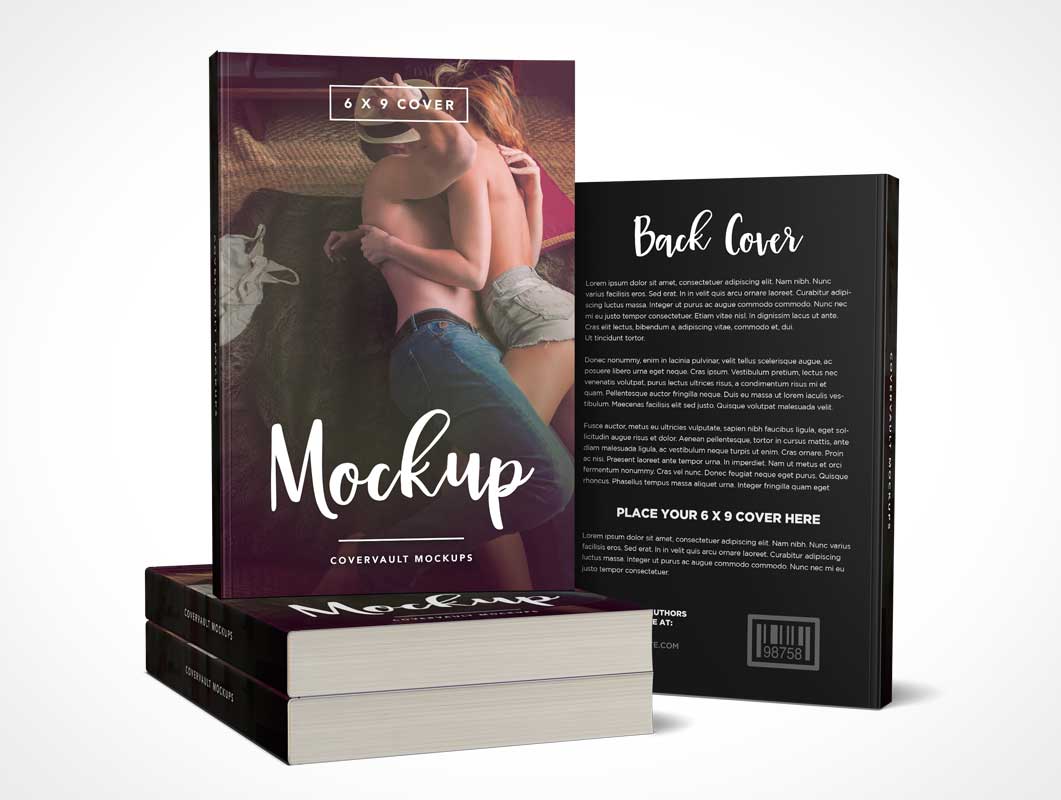 Stacked 6 x 9 Paperback Book PSD Mockup with Back Cover