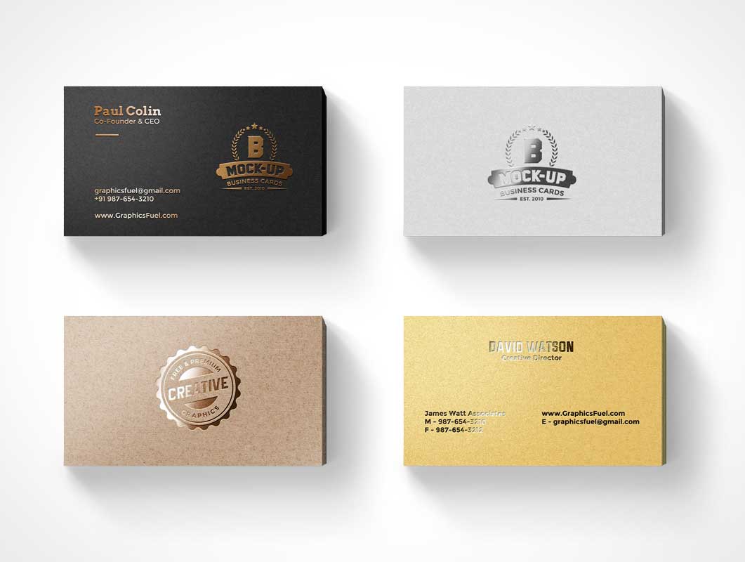 Stacked Foil Business Cards PSD Mockup