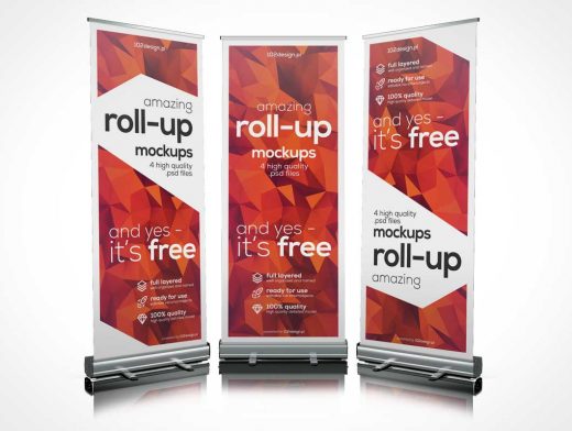 Standing Roll-up Banner PSD Mockup For Trade Shows