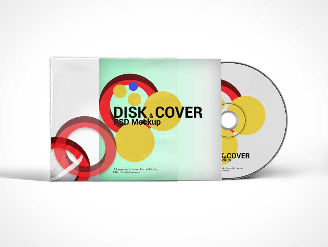 Compact Disk and Cover Sleeve PSD Mockup