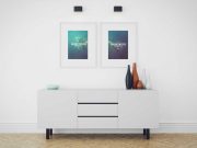 Double Picture Frames In Modern Living room PSD Mockup