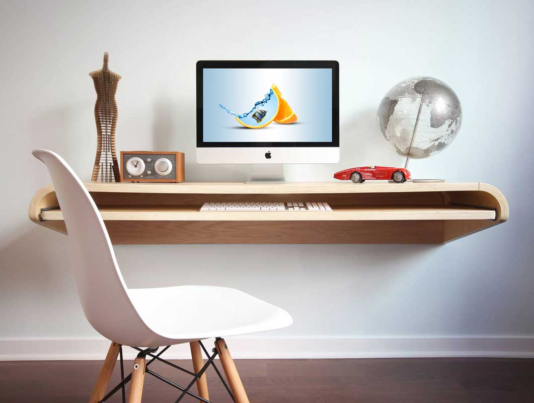 Home Office Floating Desk Mockup with iMac