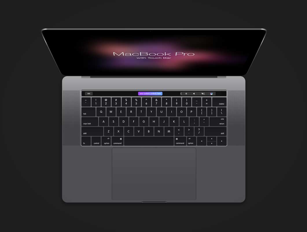 MacBook Pro PSD Mockup With Touch Bar