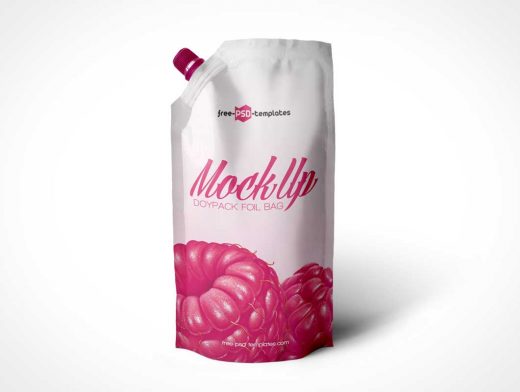 Photorealistic Doypack Foil Bag PSD Mockup