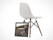 Square Frame Poster PSD Mockup With Modern Chair Scene