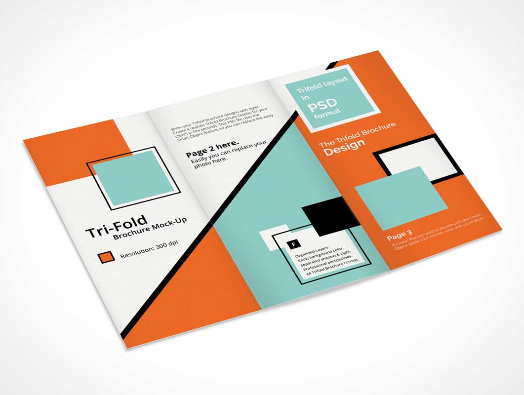 Tri Fold Brochure PSD Mockup A22 Design - PSD Mockups For 3 Fold Brochure Template Psd